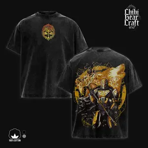 Destiny 2 Shirt Lord Saladin Iron Banner Flaming Wolf Axe Vintage Acid Washed Oversized T-Shirt Hoodie Looter Shooter Gaming Graphic Tee Faded Black Grunge Streetwear Outfits Merch Gift For Guardian