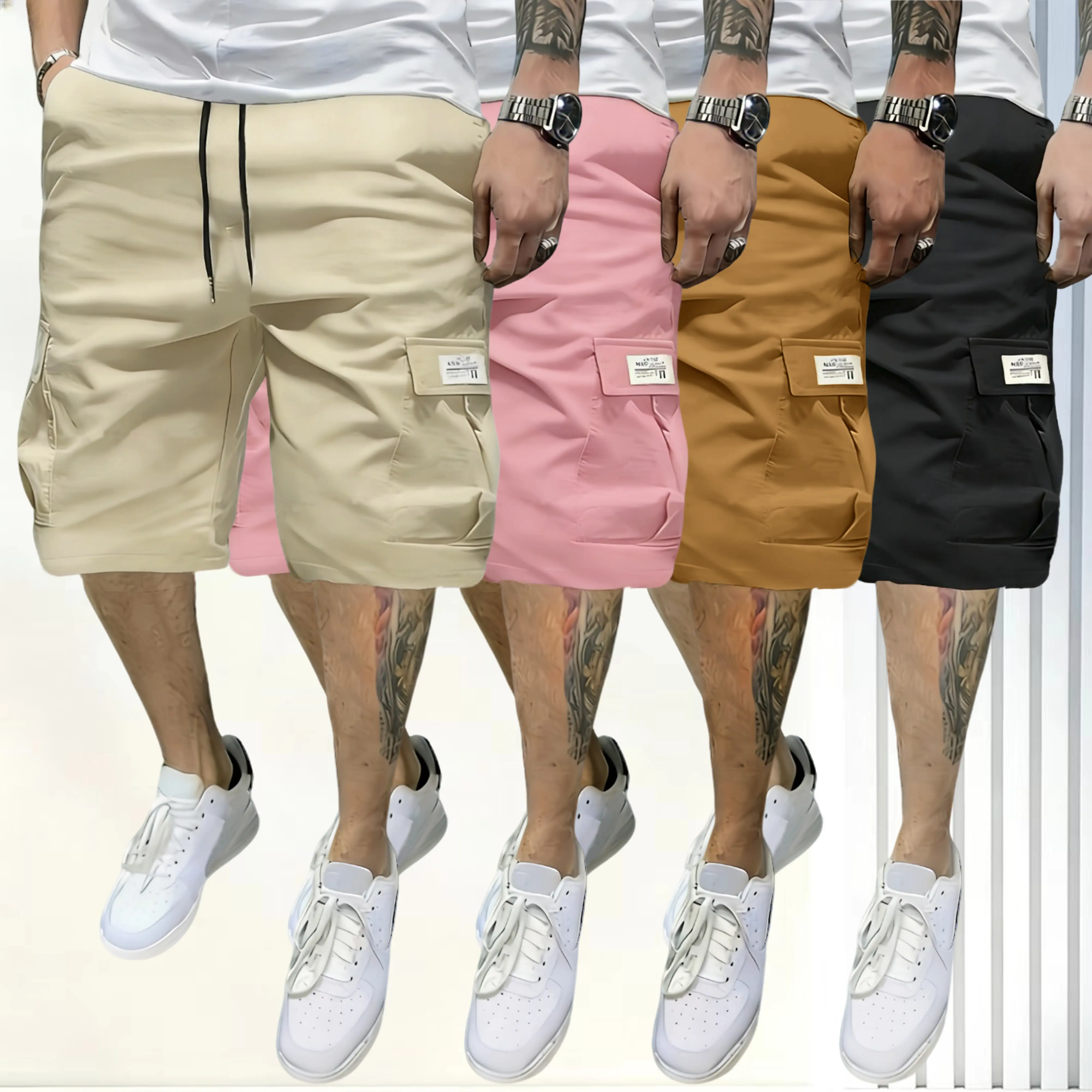 Khaki + Pink + Coffee Brown + Black