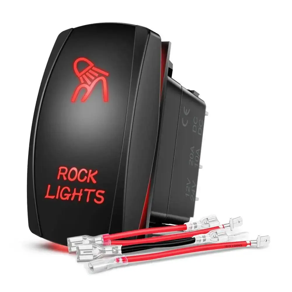Nilight 5-Pin Laser On/Off Rocker Switch, Red - 12V 20A 24V 10A DC, Compatible with 4x4s, Cars, Headlights, Boat Lights, LED Light Bars, Taillights, Includes 1 x 5-Pin Rocker Switch