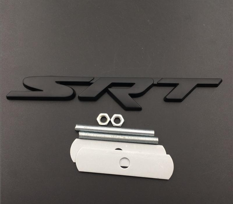 SRT 3D Black Metal Logo Grille Emblem Nameplte Decal Rear Side For Dodge Charger Hellcat Challenger Jeep Grand Cherokee Automotive decals for truck Car Stickers