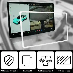 Navigation Screen Protector Car Accessories White Black Silicone Central Control Frame Edge Cover Car Interior Decor For Tesla Model 3 Y