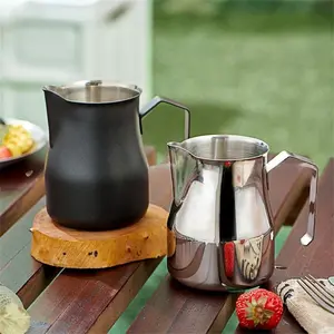 1pc Milk Frothing Pitcher, Stainless Steel Milk Frother Cup with Scale for Milk Steaming Pitcher Latte Art Cappuccino Coffee Espresso Accessories