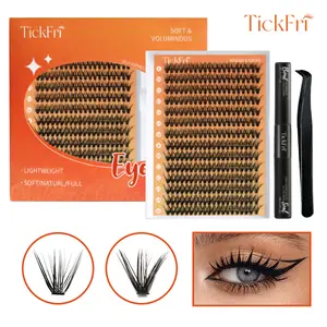 TickFri Large Capacity Mixed Styles Cluster Eyelash Set, 30D & 40D Daily Use Party Use DIY Personal False Lashes Kit with Glue