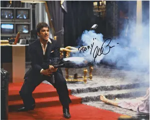 Al Pacino Autographed Scarface 16" x 20" Shooting with Smoke Photograph with "Tony" Inscription