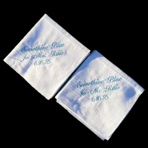Personalized Embroidered Handkerchief/ Something Blue Wedding Handkerchief / Guest Personalized Napkin Favors