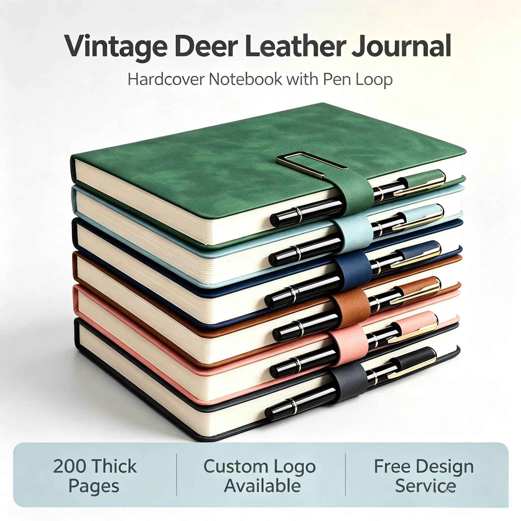 [Back to School Must-Have ]A5 Premium PU Leather Hardcover Notebook with Buckle Closure, 200 Thick Pages Business Journal, Professional Writing Diary for School, Office, Meetings & Travel