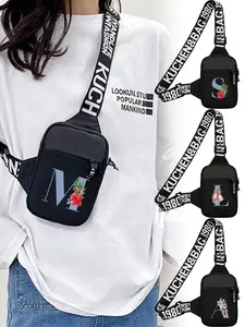 Women's Floral & Letter Pattern Sling Bag, 1 Count Fashionable Chest Bag for Daily Used, Casual Trendy Versatile High-quality Daily Commuting Bag