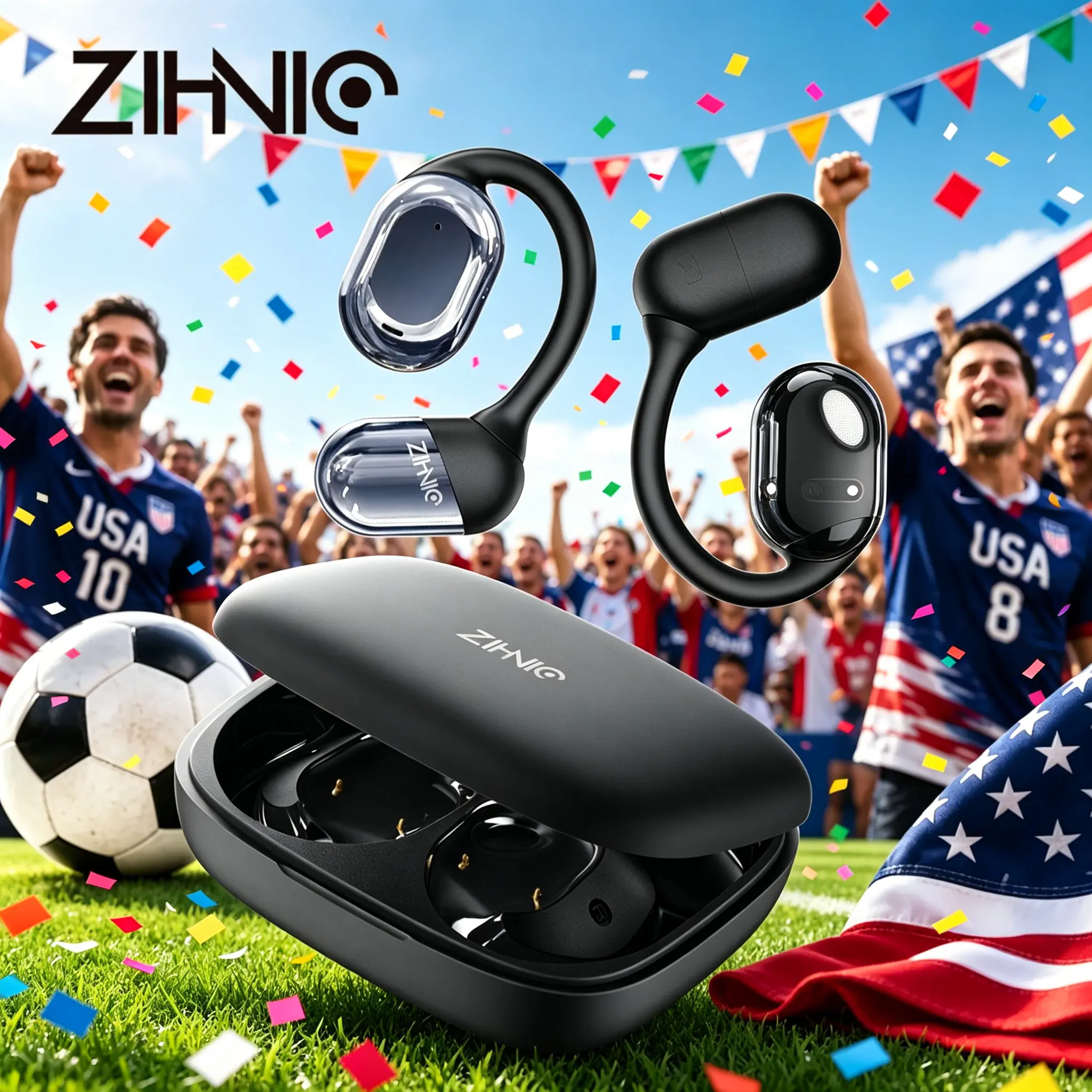 ZIHNIC OWS Fashionable Bluetooth Earbuds, Low Latency Wireless Gaming Headset Earphones, HIFI Sound Quality Music Earbudsfor Gaming Travel Sports On Ear In Ear Wireless Noise Cancellation On Ear Remote Control Built-in Microphone