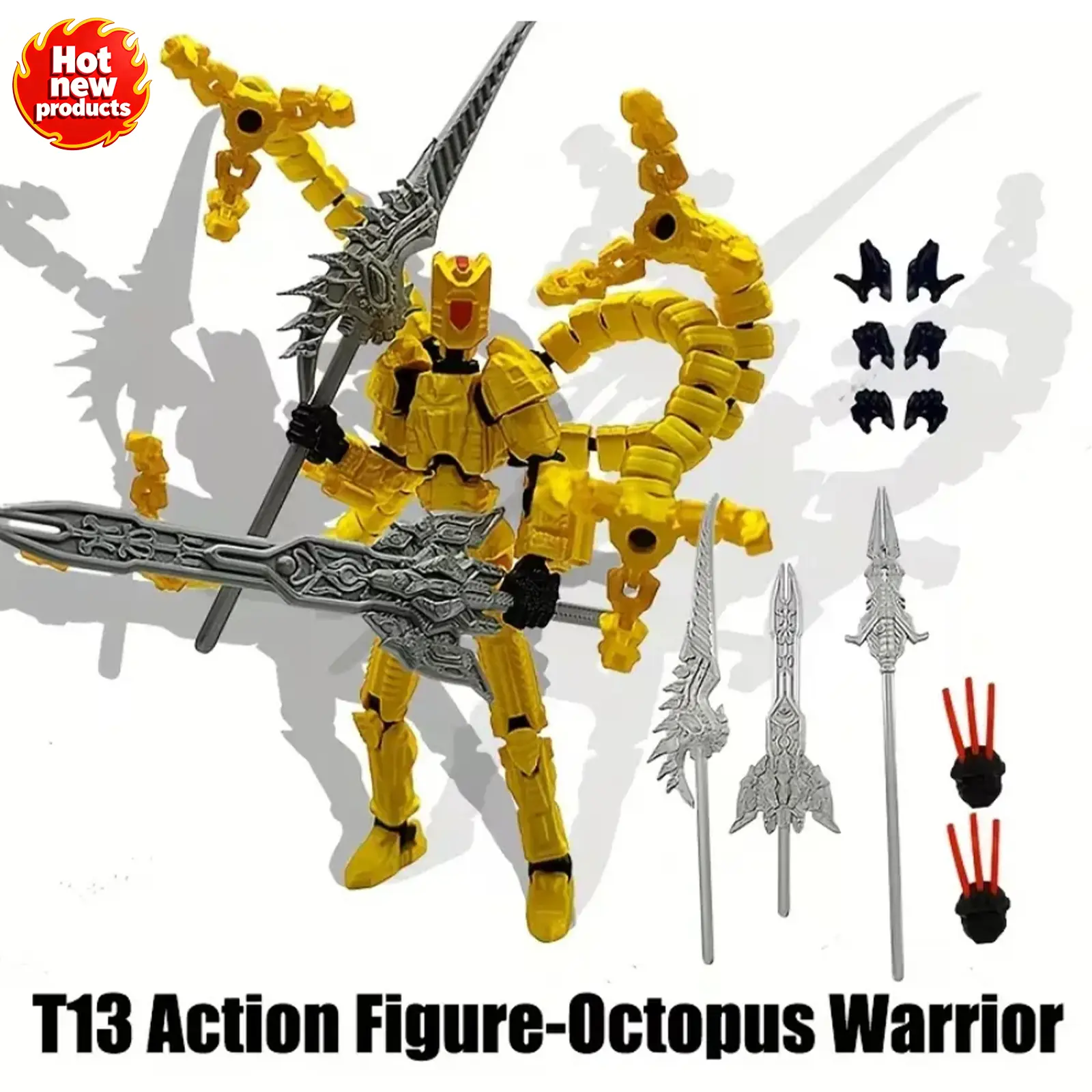 3D Printed Movable T13 Nova 13 Robot Action Figure - Assembled, High Articulation Multi-Jointed, With D13 Accessories, Festival Gift for 12 Years Above Game Lovers, Desktop Decoration Toy