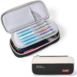 Aen Art Pencil Pouch, Big Capacity Waterproof Pencil Case, Sturdy Stationery Pen Bag for Students Teens Adults (Black)