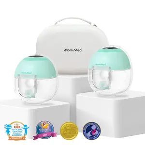 MomMed S33 Luma Built-In Night Light Hands-Free Breast Pump For Night Pumping,Portable Wearable Cordless Breast Pump,Electirc Breast Pump,Breastfeeding Pump with 4 Modes 9 Levels outdoorfun