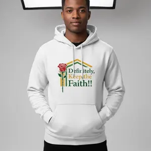 Definitely Keep the Faith Hoodie with Rose Design and Inspirational Message for Men Sweatshirts Casual Pocket