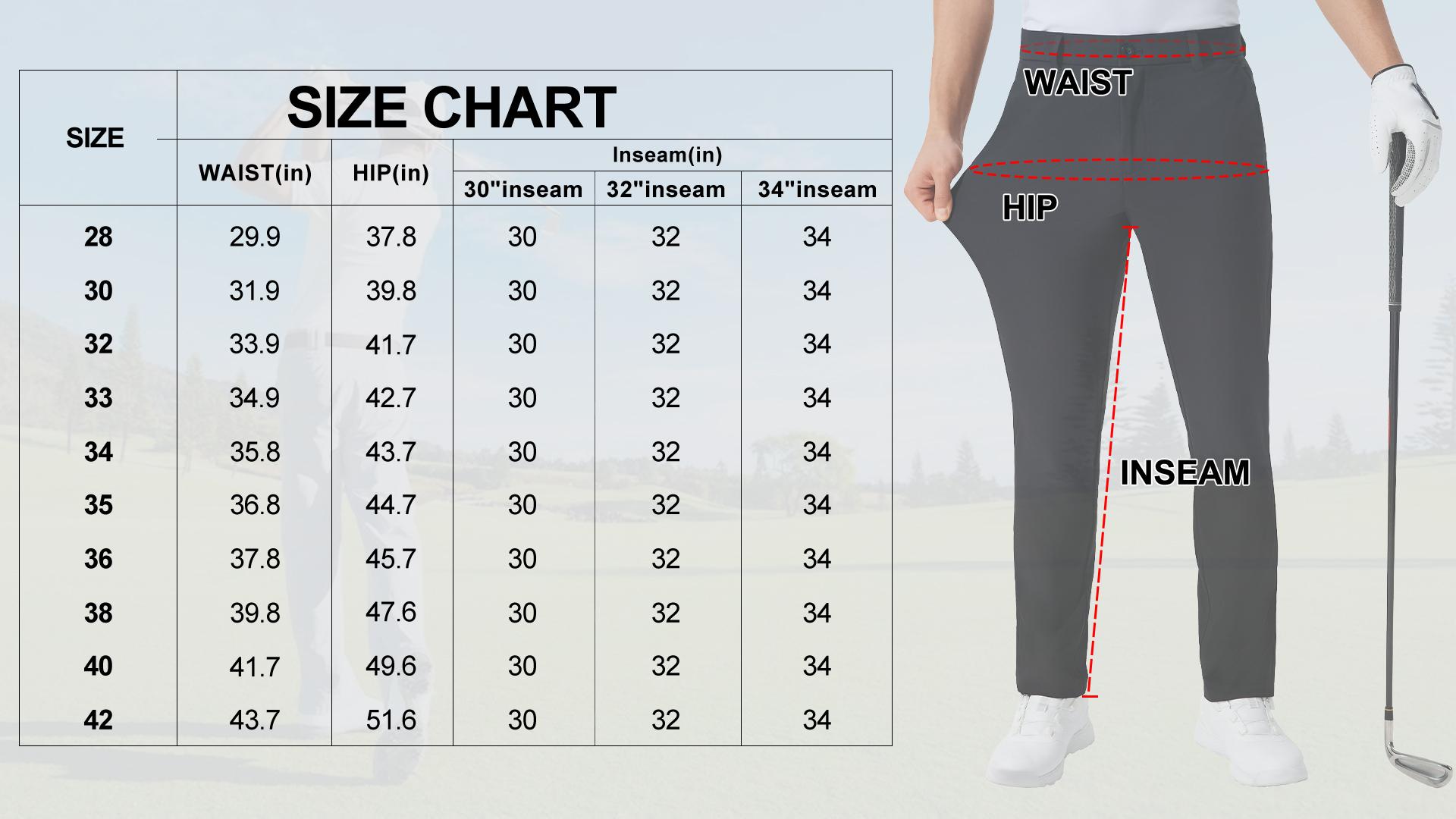 Men's Golf Pants 30"/32"/34" Inseam Lightweight Stretch Work Dress Pants Quick Dry Breathable Moisture Wicking Fabric for Spring Summer Fall