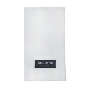 Cotton Pique White Straight Fold Pocket Square