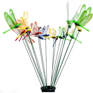 20 Pcs Garden Dragonfly Stakes - Fake Dragonflies Removable Plastic Fake Dragonfly Garden Decor - Dragon Fly Dragon Flies Indoor Outdoor Decorations
