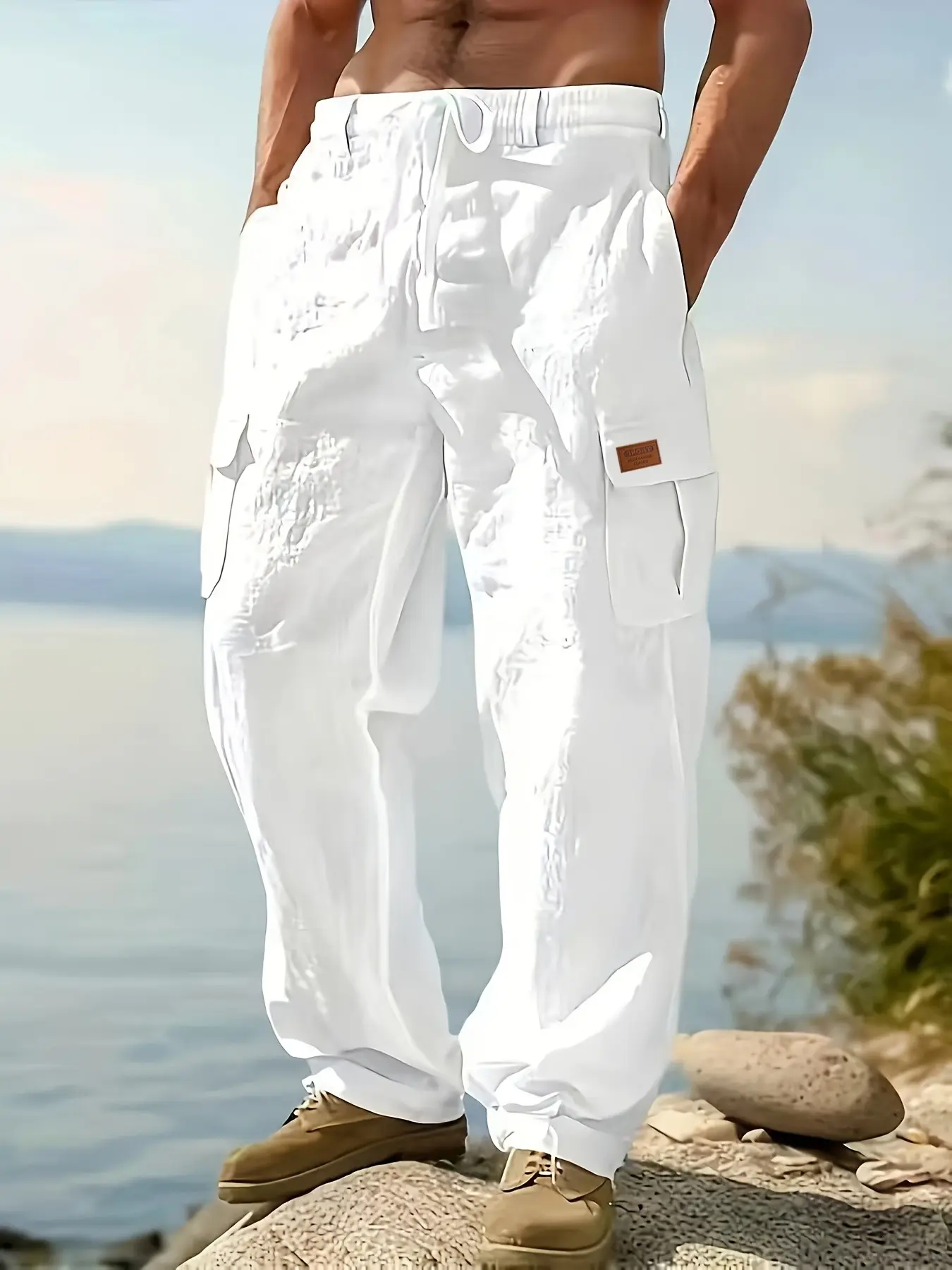 Men's European Style Casual Work Pants, Multi-Pocket Trendy Design, Lightweight Breathable Fabric, Ideal for Summer Outdoors