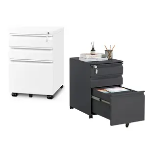 Garvee Upgraded 3-Drawer Mobile Metal Filing Cabinet, Lockable, Anti-Tip Wheel, Fits Letter, Legal, A4, F4 Files, Rolling Under Desk Storage, Easy Assembly, for Home, Office