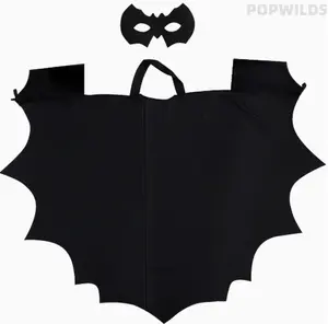 Kids Halloween Bat Cloak Costume Set, Classic Black Batman Style Cape Outfit, Perfect For Cosplay Party, Stage Performance, Trick Or Treat, Soft Comfortable Fabric, Cute Stylish Design, Ideal Holiday Dress Up Gift For Boys And Girls