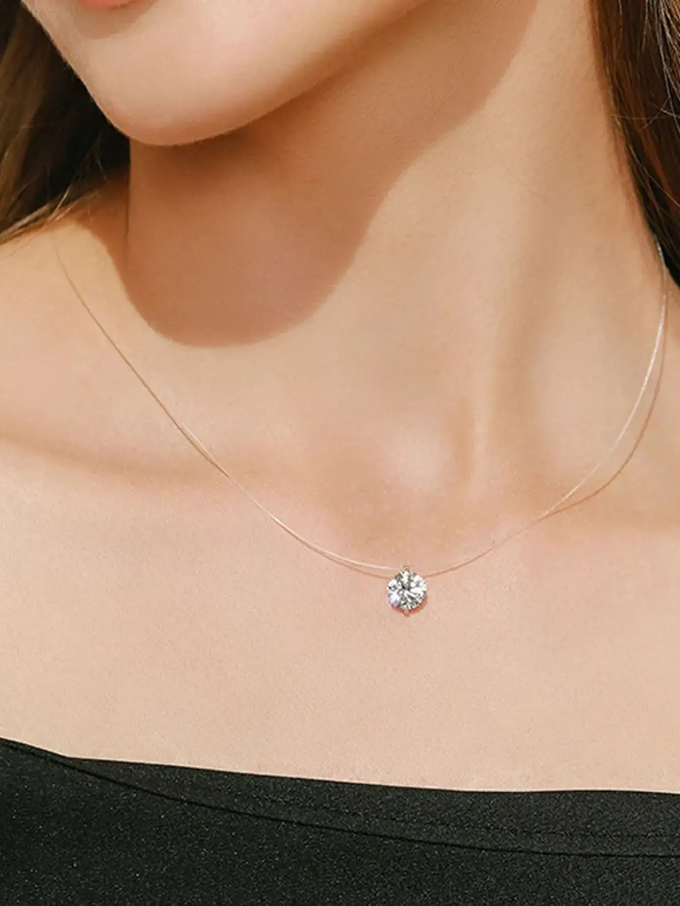 Silver Necklace for Women Cubic Zirconia Circle Pendant Necklace Dainty Minimalist Jewelry Gifts for Women Extenders with Lobster Clasp Gifts for Women Anniversary Day Wife Necklace