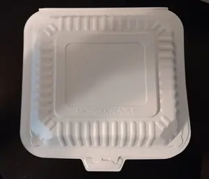 8x8 1 Compartment Microwaveable White Clamshell  - 150/Case Disposable