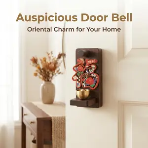 Wooden Magnetic Doorbell, Home Entrance Decoration, Brass Bell, Shop Alarm Bell, New Year Decor, Hanging Ornament