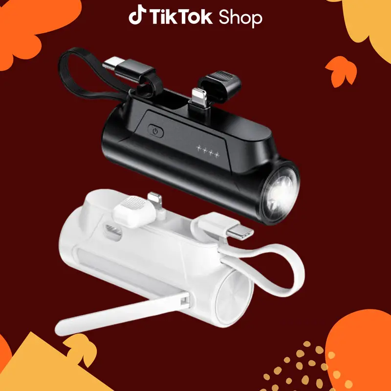 TikTokShopfalldealsforyou 8000mAh Portable Capsule Mobile Power - Mini USB-C Charging with Dual Inputs and 18W Fast Charging - Rechargeable Mobile Pow
