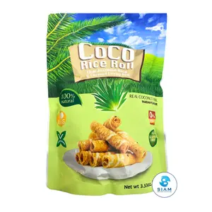 Coco Rice Roll Thai Jasmine Rice & Coconut Crispy Roll, Pandan Flavor (3.53 oz) ทองม้วนข้าวหอมมะลิ รสใบเตย
