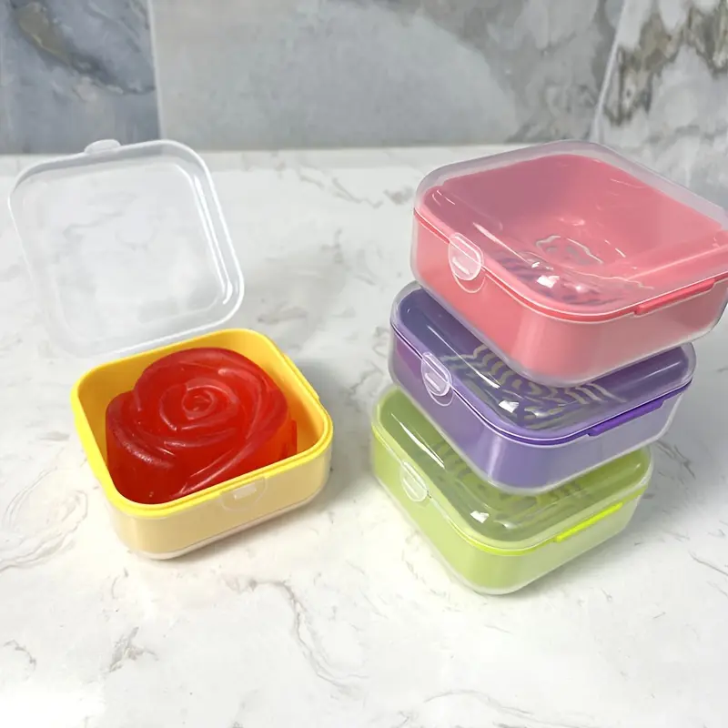 2pcs Plastic Square Travel Soap Box With Lid Sealed Dust-proof Soap Holder For Bathroom
