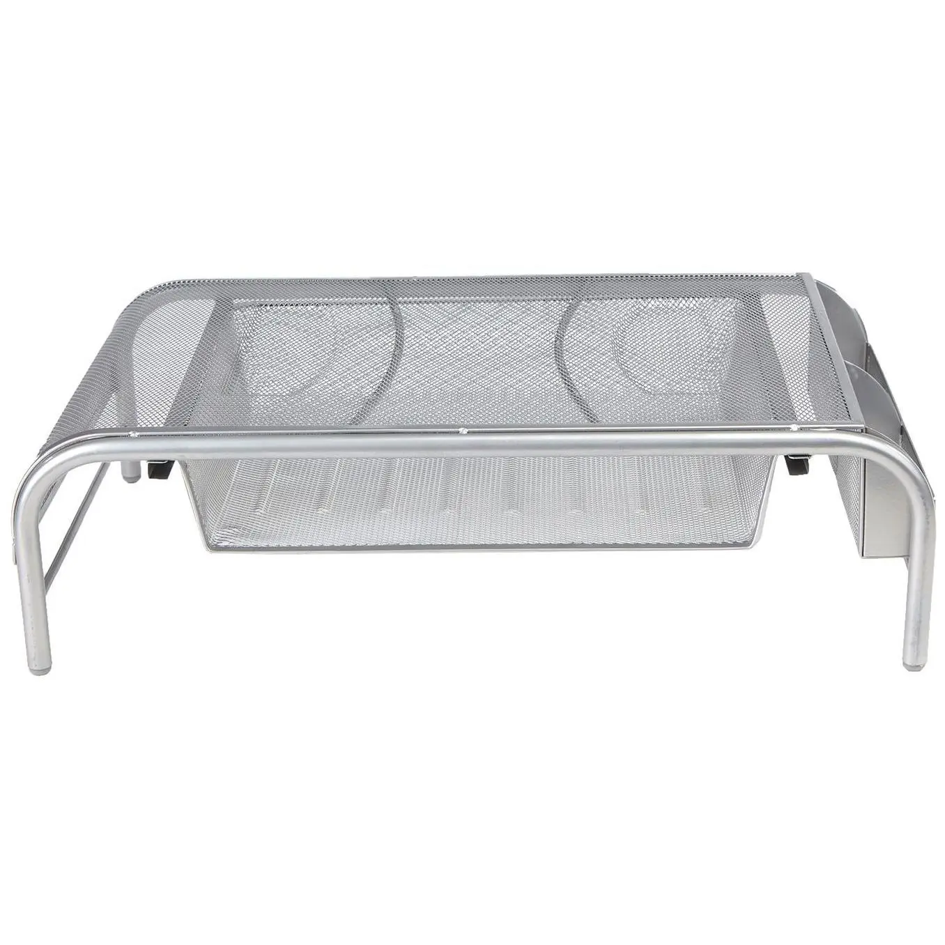 Mind Reader Metal Mesh Monitor Stand with 2 Compartments