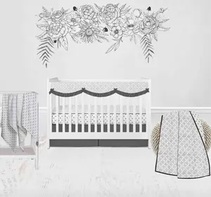 Bacati - Love Aztec Arrows/Hearts 8-Piece Muslin Crib Bedding Set with Long Crib Rail Guard - Grey/Silver Unisex