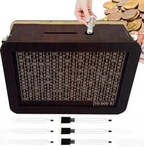 Wooden Money Saving Lock Cash Box,Official Save Safe Money Challenge Smash Wood Box,Adult Cash Savings Bank Challenge Box,alcancía Real China Coin Saver Cashbox,10000,10k,365 Savings Challenge Box