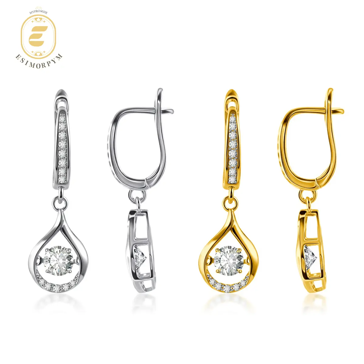 18K Gold Plated Moissanite 1ct Dreamy Drop Earrings Silver-Plated Glow of Firefly Dangle Earrings Silver-Plated Valentine's Day Wedding Engagement Anniversary Romantic Elegant Gift Daily Wear jewelry