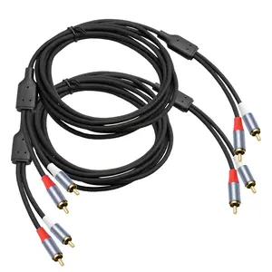 6FT RCA Cables, 2RCA to 2RCA Audio Cable with Gold-Plated Connectors, Dual Shielded– Against Noise (Hum), Nylon Braided Jacket for Home Theater, Stereo Systems, TVs, Musical Instruments 2-Pack