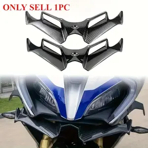 Motorcycle Carbon Fiber Front Cowl Wind Deflector - Aerodynamic Winglet with Radiator Grille for Enhanced Cooling & Airflow, Fits Kawasaki Ninja 250300, Suzuki GSX250R, CFmoto 250SR, Yamaha NMAX 155 High-Performance