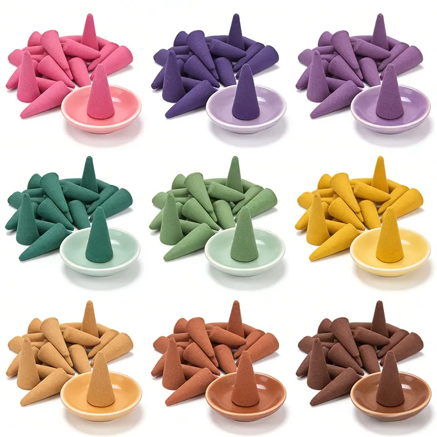218pcs Mixed Scented Aromatic Incense Cones & Sticks, Long-Lasting Aroma Fragrance, Aromatic Scents, Home Office Yoga Meditation Relaxation, Traditional Craftsmanship Set
