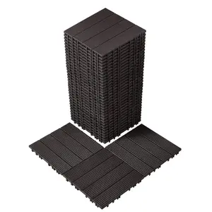 VEVOR Interlocking Deck Tiles, 36 Pack, 11.6x11.6 36 sq. ft Plastic Waterproof Outdoor Flooring All Weather Use, Patio Floor Decking Covering Tiles for Porch Poolside Balcony Backyard, Dark Brown