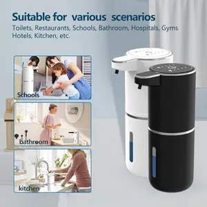 1PC 380ML Automatic Soap Dispenser with Touch Sensor, IPX5 Foam Dispenser, Wall-Mounted Hand Soap Dispenser, Battery Powered, 1.5a Fast Charging, 1.5a/1.5a Power
