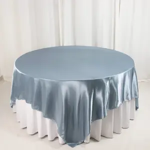 Satin Table Overlay 90"x90" Dusty Blue - Smooth Finish Table Topper
