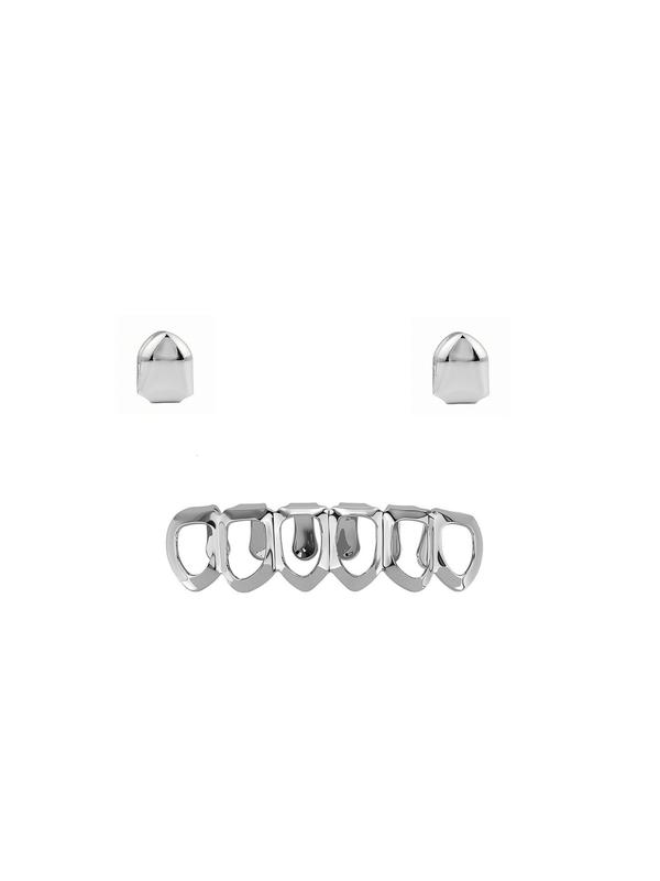 CRUSH CR 18K Gold Plated Tooth Caps, Half Grillz and Tooth Gems Set, Gold and Silver Options, Perfect for Hip Hop Concerts, Club Nights, Casual Streetwear, Daily Outfits and Music Festivals