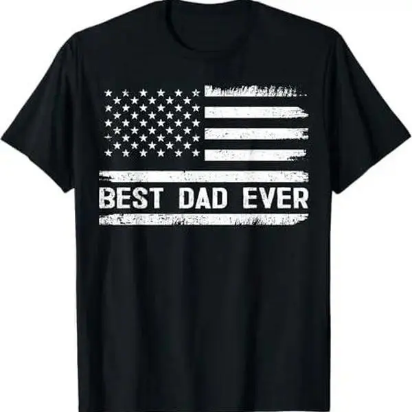 Best Dad Ever With US American Flag Gifts Fathers Day Dad T-Shirt