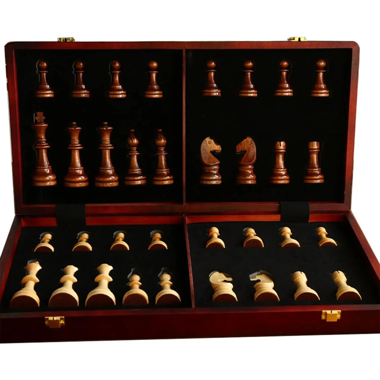 20" Extra Large Solid Walnut Wooden Chess Set with 2 Extra Queen Pieces - King Height 4.25''