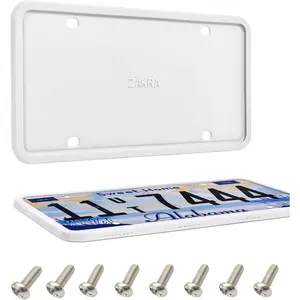License Plate Frames, 2 Pack Silicone License Plate Frames, Premium Silicone Material, Rust-Proof, Rattle-Proof, Weather-Proof. (White)