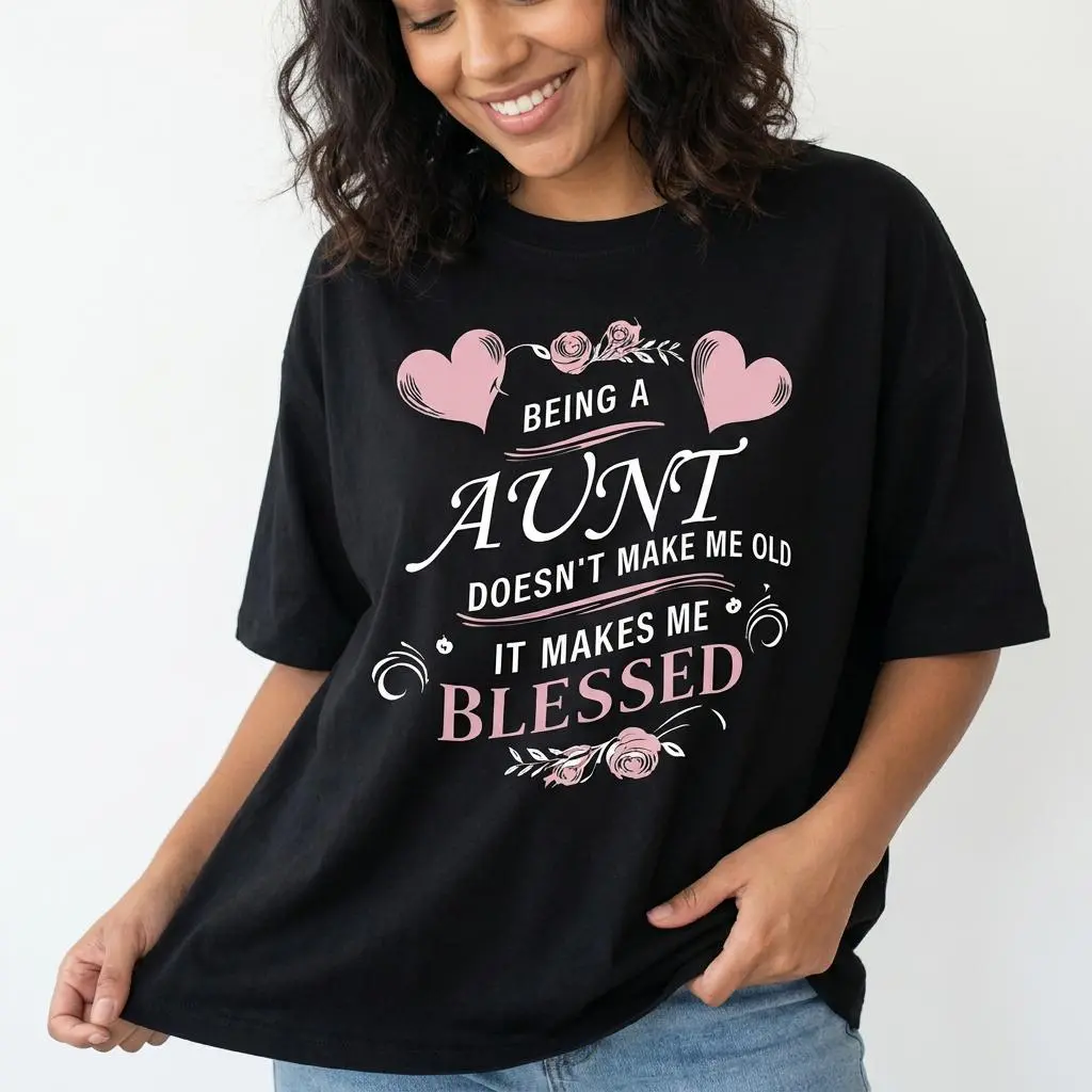 Blessed Aunt Shirt Women Plus Size Floral Graphic Tee Auntie Gift