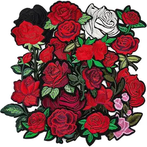 20pcs Rose Iron on Embroidery Flower Patches Applique for Clothes Hats Jeans Jacket Valentines