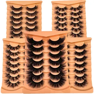 UMIRYAO 35 pairs/5 boxes of luxurious 3D faux mink eyelashes in 5 different styles - Thick, fluffy, elegant D-shaped curly false eyelashes, natural appearance, fluffy and messy eyelashes, dramatic eyelashes, suitable for bold eye makeup, makeup suitable