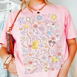 Comfort Colors Vintage Coquette Bow Floral Shirt, Best Day Ever Graphic Tee, Cute Doodles Shirt, Walt Trip Vacation Outfit