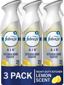 Air Mist Air Freshener Spray, Odor-Fighting Room Spray, Air Fresheners for Home and Bathroom and Kitchen, Aerosol Can, Kitchen Odor Fighter Scent, 8.8oz (Pack of 3)