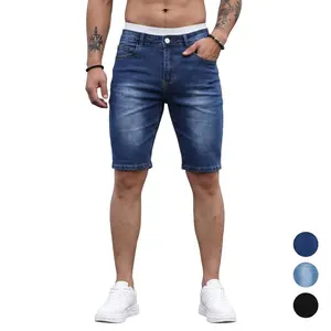 Men's Slim Fit Washed Jean Shorts Mid-Rise Knee-Length Stretch Breathable Comfortable Durable Menswear With Pocket Streetwear For Young Adults Summer Daily Wear,summerwins