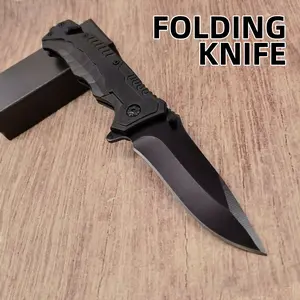 Lightweight EDC Folding Utility Tool with Textured Non-Slip Grip & Secure Lock - Stainless Steel Spear-Point Blade, Ergonomic Handle, Compact for Camping, Survival, DIY, Household, Outdoor & Everyday Carry (No Power Required)
