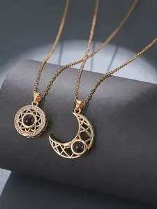 Trendy Couple Necklace Set, Fashionable Layered Necklaces, Yin Yang Design, Perfect Gift for Friends and Lovers, Elegant Lockbone Jewelry